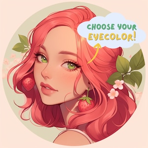 Customized Twitch Icon, commission, streamer art, twitch profile pic, streaming, commission, custom twitch emote personalized strawberry