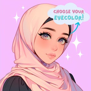 Twitch icon anime streamer art twitch profile pic streaming no commission needed twitch emote hijab headscarf aesthetic social media art