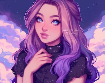 Purple Twitch Icon for Streamer Art Twitch Profile Pic for Streaming, no commission needed, emote, twitch emote digital art