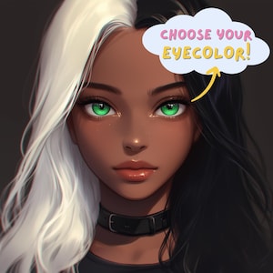 Customized Twitch Icon for Streamer girl with dark skin commission black social media pfp, streaming logo digital drawing, custom split hair