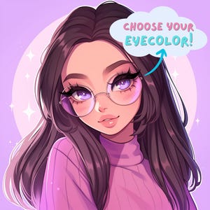 Customized Twitch Icon, commission, streamer art, twitch profile pic, streaming, commission, emote, twitch emote, girl with glasses