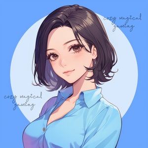 Profile Picture for Discord and Twitch Icon for Streamer Art Pic for Streaming, no commission needed, emote, digital art Social Media blue
