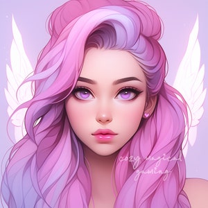 Ícone rosa roxo do Twitch para arte de streamer Foto de perfil do Twitch para streaming, sem comissão necessária, emote, arte digital de emote do Twitch ângulo asas