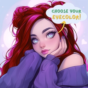 Customized Twitch Icon commission streamer art profile pic streaming no commission needed twitch emote custom red hair girl social media