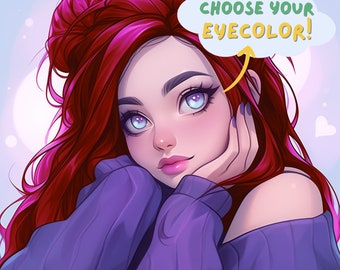 Customized Twitch Icon commission streamer art profile pic streaming no commission needed twitch emote custom red hair girl social media