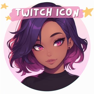 Twitch icon dark skin streamer art, twitch profile pic, streaming, no commission needed, emote, twitch emote, black girl