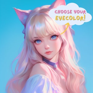 Twitch icon anime streamer art twitch profile pic streaming no commission needed twitch emote cat girl fox ears aesthetic social media art