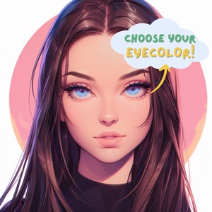 Customized Twitch Icon for Streamer girl commission, streamer art, twitch profile pic, streaming, commission, brunette girl drawing, custom