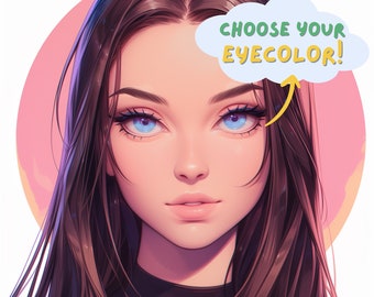 Customized Twitch Icon for Streamer girl commission, streamer art, twitch profile pic, streaming, commission, brunette girl drawing, custom
