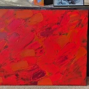 Original Red Orange Abstract Painting | Fire Acrylic Art on Canvas - Etsy