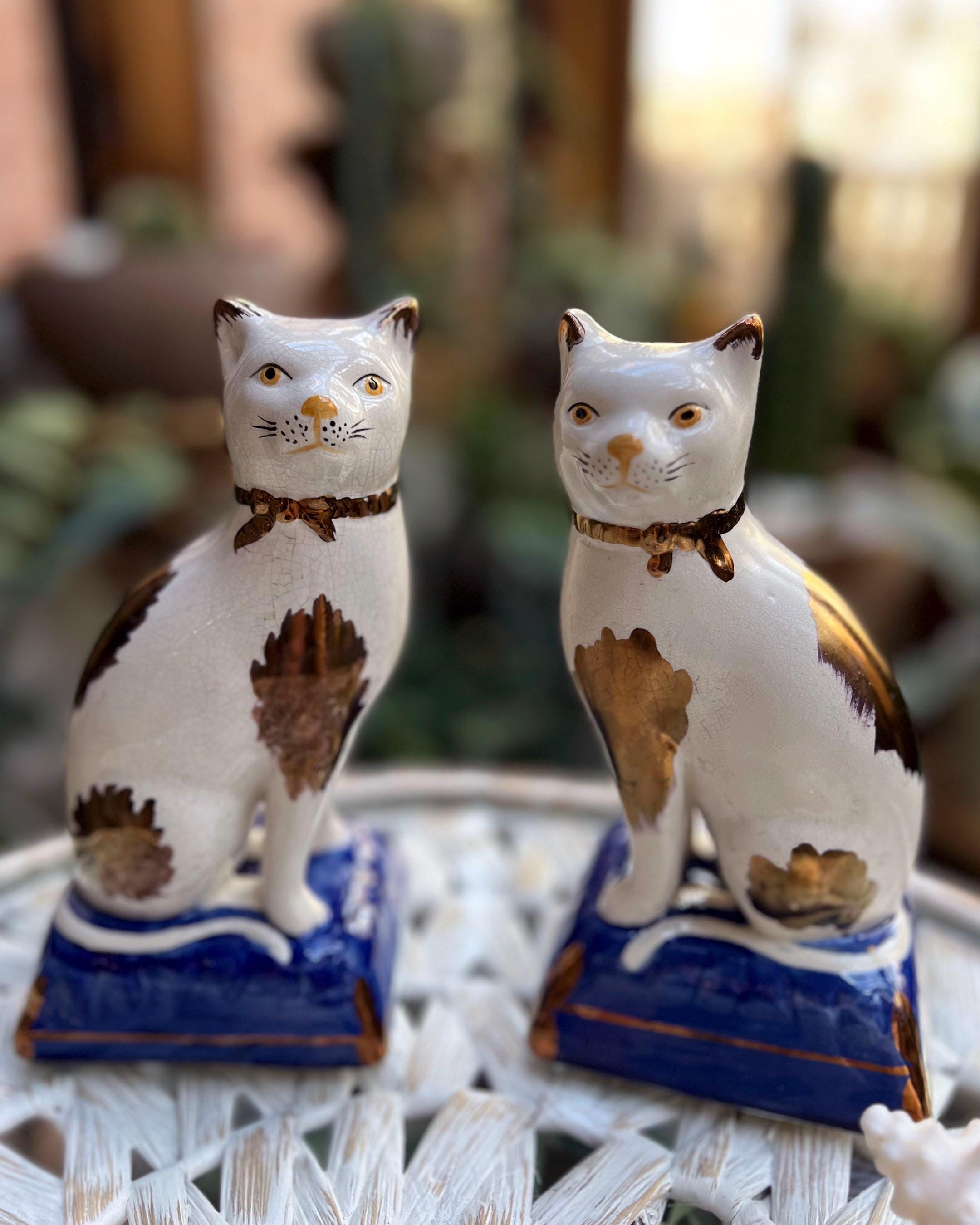 Antique/vintage Staffordshire Cat Figurines - a Pair - Etsy