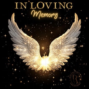 Elegant Black Memorial Background, Angel Wings, Customizable Design, Instant Download, Elegant Angel Wings Design PNG File, Instant Download