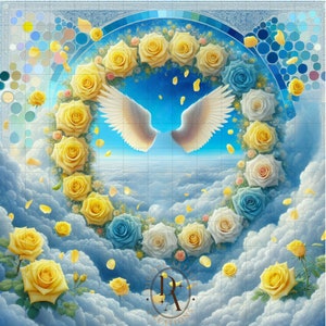 Heaven Background, Memorial Button Wreath Heaven, Rest In Heaven, In Loving Memory, Angel Wings Cloud Background, Funeral Program, Obituary