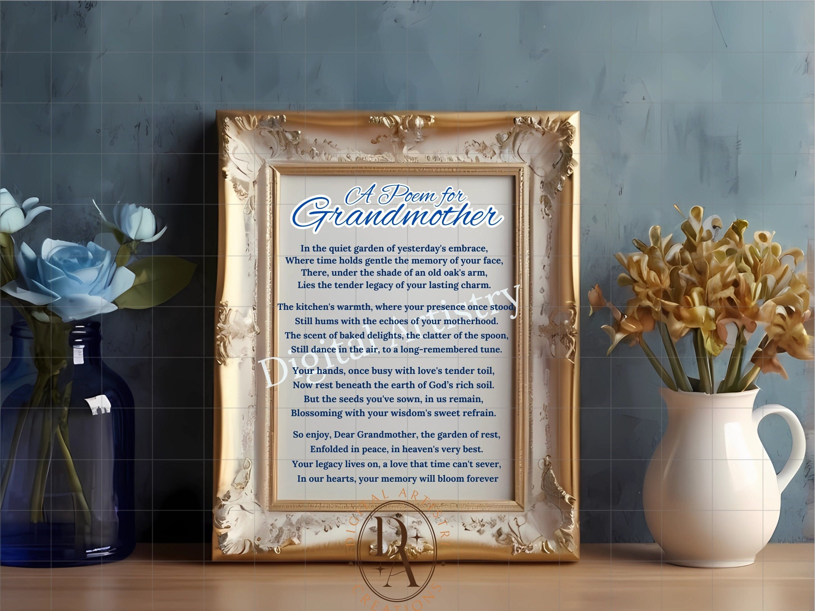 Poem for a Funeral Service Png, Pdf, Instant Download File for Printing