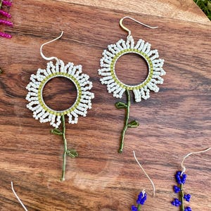Daisy Earrings Hand Beaded Handmade Flower