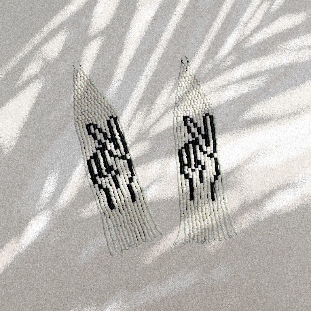 Earring Signs Peace Sign Earrings Hand Beaded Fringe - Etsy