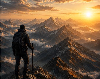 Summit After Summit | Inspirational Mountain Wall Art Printable | Personal Growth Digital Download | Resilience & Transformation Artwork