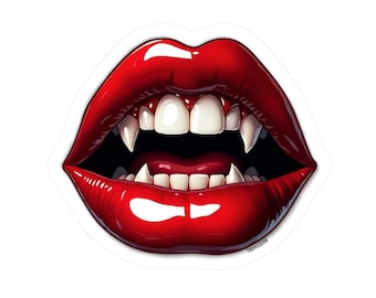 Pegatina de labios de vampiro, calcomanía de beso gótico, arte de Halloween