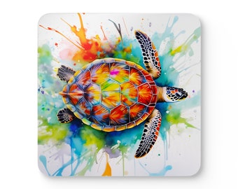 Juego de posavasos con diseño de tortuga marina