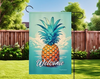 Bandera de jardín de bienvenida de piña