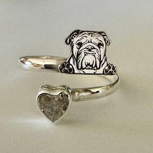 925 sterling silver American bulldog ring white cubic zirconia,dog mom,gifts for her,laser engraved jewelry,minimalist jewelry, bulldog