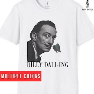 thedifferent T-Shirt Uomo Salvator Dalì Baffi Mustache Lenti - Bianco