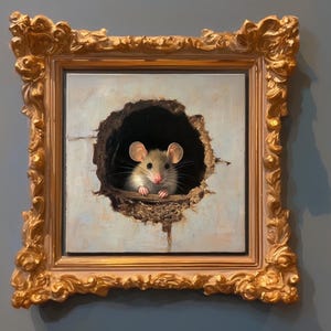 Mouse oil painting still life farmhouse gallery wall home decor cottagecore custom cute animal whimsical folk vintage rustic country poster quirky countryside aesthetic cozy vibes unique artwork rural accent piece artistic farmhouse gift collectible countryside inspiration cozy interior farmhouse adorable fairycore antique unique unusual eclectic handcrafted quirky collector european storybook hand painted personalizable rat painting watercolor portrait illustration impasto vintage woodland old