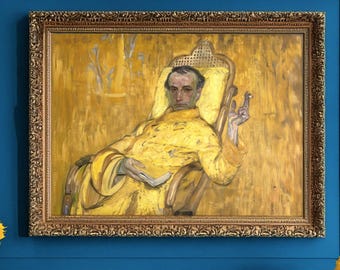 Yellow Oil painting vintage poster print gallery wall art aesthetic home decor classical maximalist artwork original weirdcore antique retro