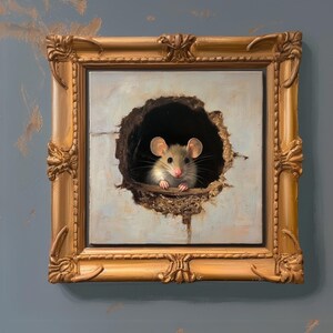 Mouse oil painting still life farmhouse gallery wall home decor cottagecore custom cute animal whimsical folk vintage rustic country poster quirky countryside aesthetic cozy vibes unique artwork rural accent piece artistic farmhouse gift collectible countryside inspiration cozy interior farmhouse adorable fairycore antique unique unusual eclectic handcrafted quirky collector european storybook hand painted personalizable rat painting watercolor portrait illustration impasto vintage woodland old