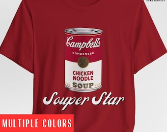 Soup Shirt Campbell's soup tshirt Andy Warhol chicken noodle retro vintage pop art food foodie quirky soup slut funny art tee Souper Star