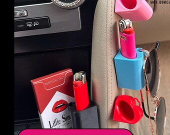 Lighter holder car cute accessories pink girly women gift personalized auto storage bic zippo gadget red blue heart smoker tiktok baddie 420