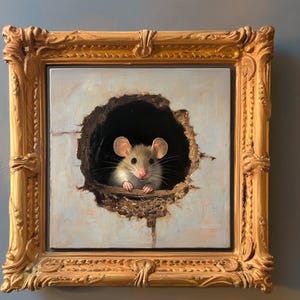 Mouse oil painting still life farmhouse gallery wall home decor cottagecore custom cute animal whimsical folk vintage rustic country poster quirky countryside aesthetic cozy vibes unique artwork rural accent piece artistic farmhouse gift collectible countryside inspiration cozy interior farmhouse adorable fairycore antique unique unusual eclectic handcrafted quirky collector european storybook hand painted personalizable rat painting watercolor portrait illustration impasto vintage woodland old
