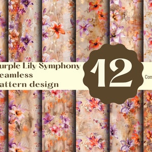 flower Lily Seamless Pattern floral watercolor floral wallpaper, floral fabric, floral print, pink floral prints