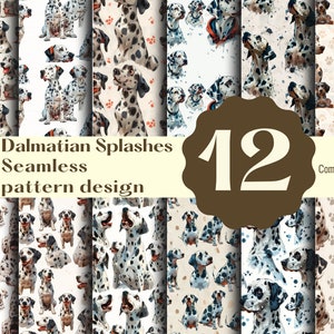 Dalmatinerhund sömlöst mönster digitalt papper - bedårande design för tyger, scrapbooking och pyssel med husdjurstema