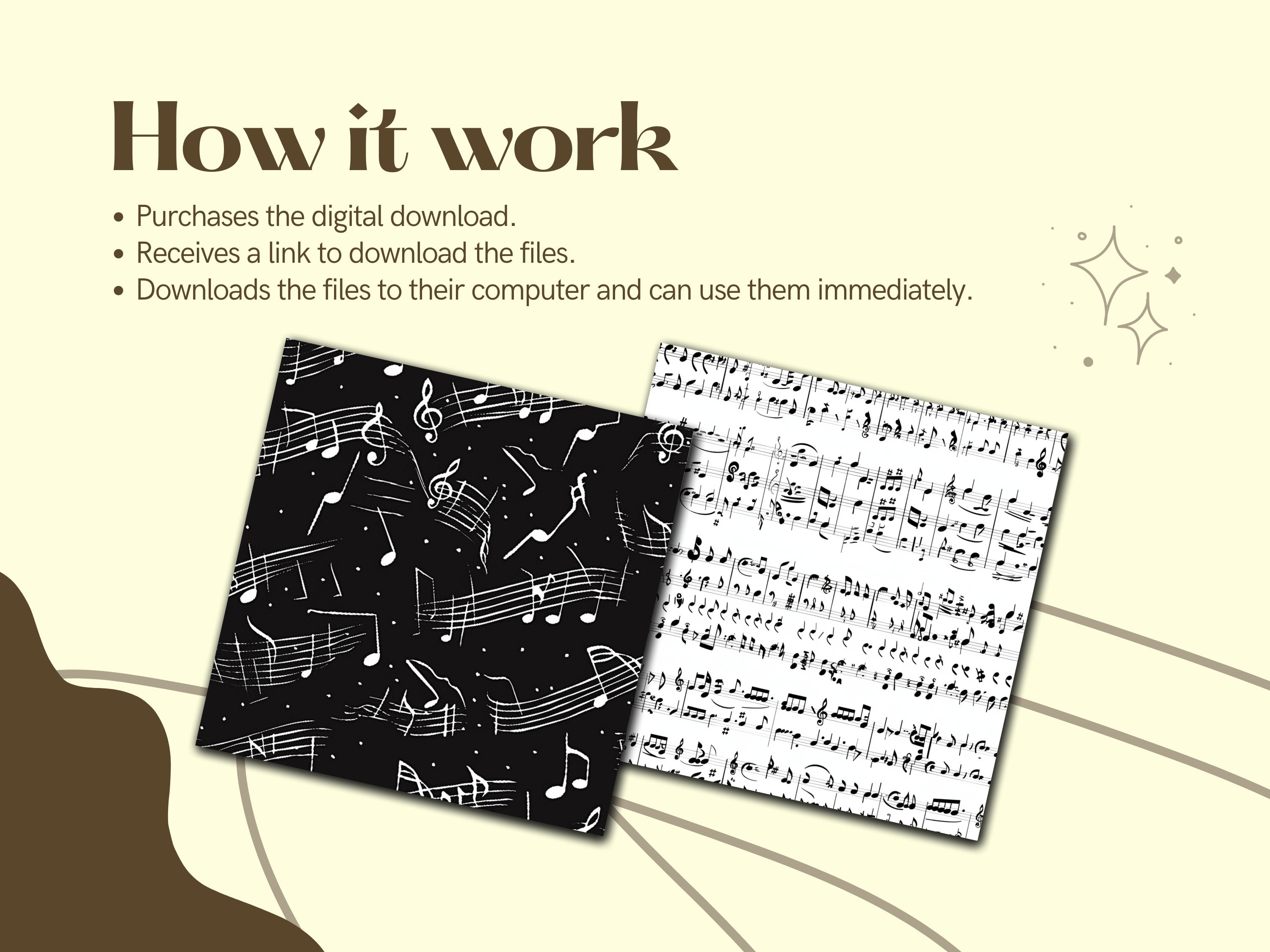 Musical Notes and Staves Seamless Pattern - Elegant Digital Paper for ...