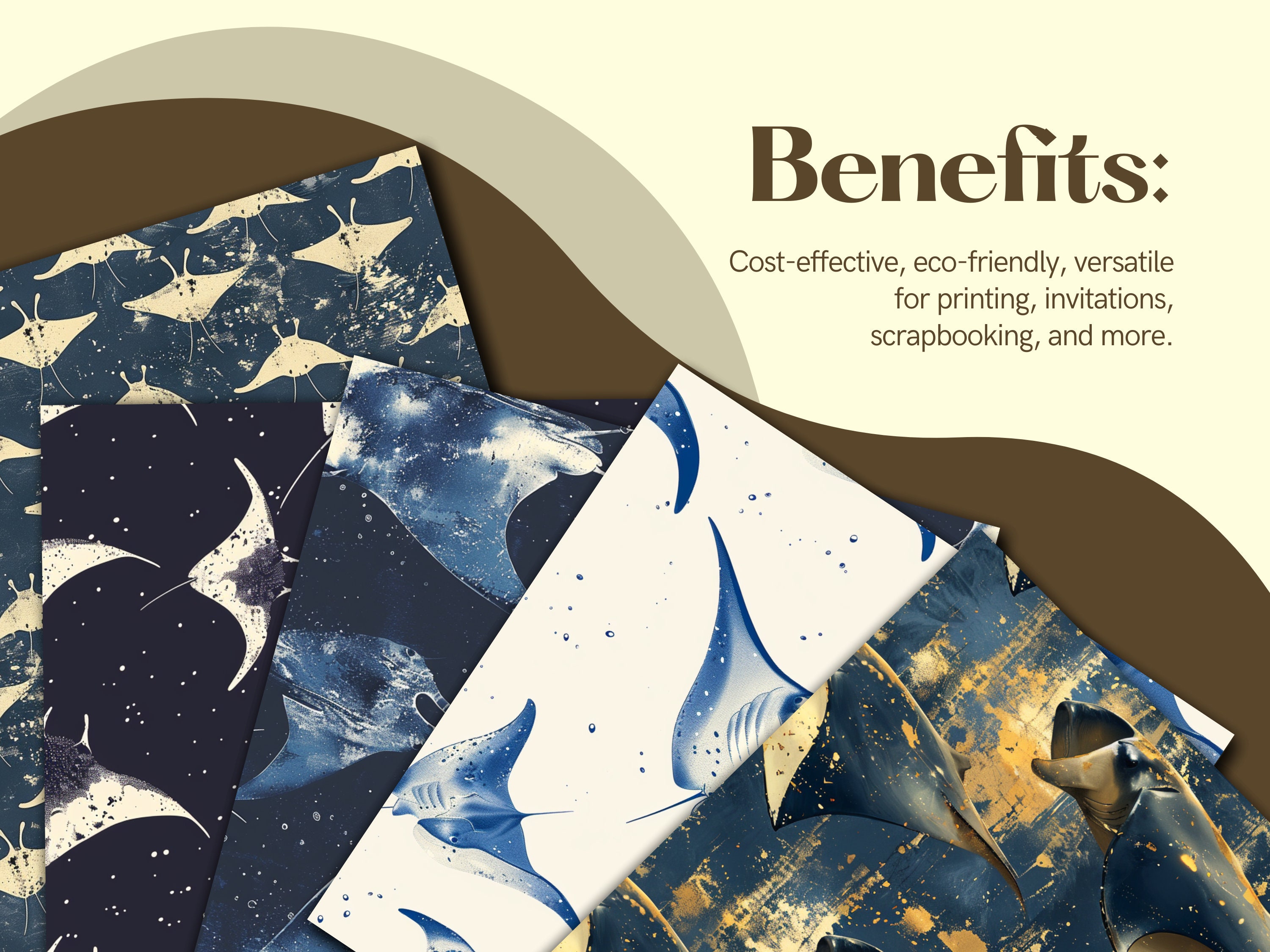 Manta Ray Seamless Pattern Printable Scrapbook Paper Elegant for ...