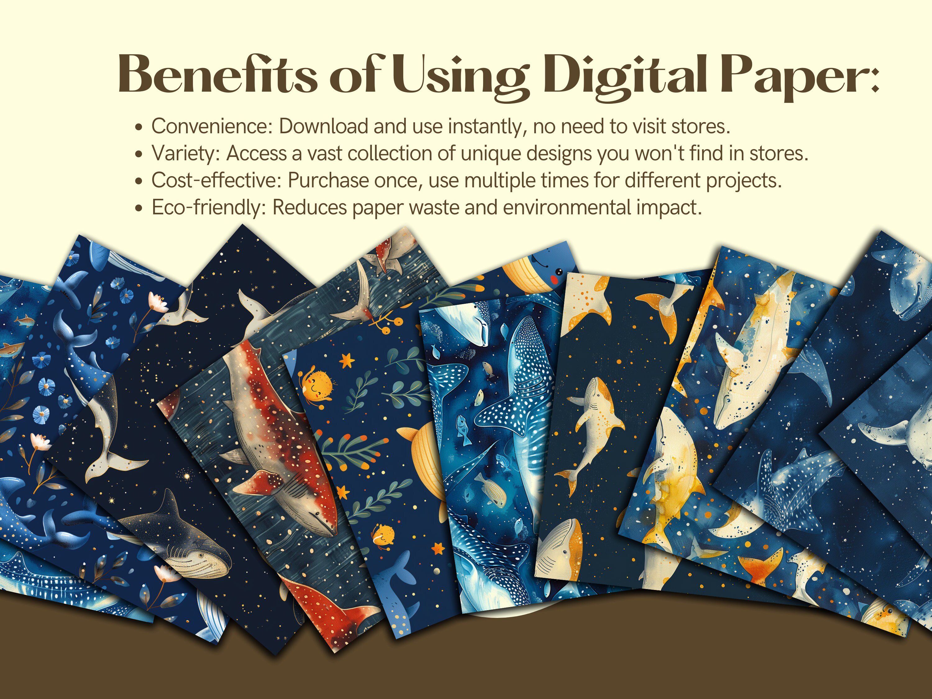 Whale Shark Seamless Pattern - Ocean Wildlife Digital Paper for ...