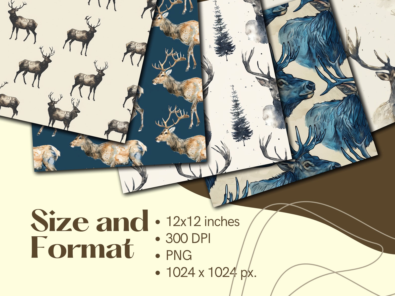 Elk Seamless Pattern for Unique Projects Seamless Wildlife Design ...