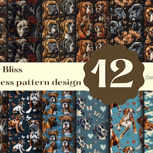 Adorable Boxer Seamless Pattern - Playful Dog Design for Digital Paper, Wallpaper, Fabric Printing, and DIY Crafts