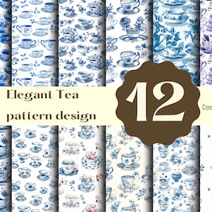 Modèle sans couture de tasse de thé vintage - Papier numérique de cuisine élégant pour les tissus, l'artisanat et la décoration confortable