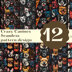 Funny Dog Breeds Seamless Pattern - Whimsical Design, Repeatable for Fabric, Wallpaper, Scrapbooking, High-Res Digital Download