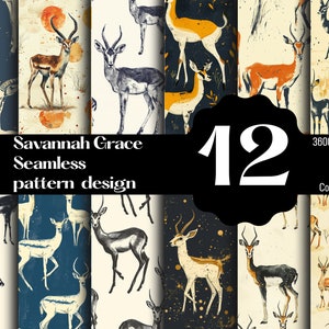 Motif sans couture Gazelle - Design gracieux inspiré de la nature pour tissus, papier peint, artisanat et décoration intérieure - Téléchargement numérique