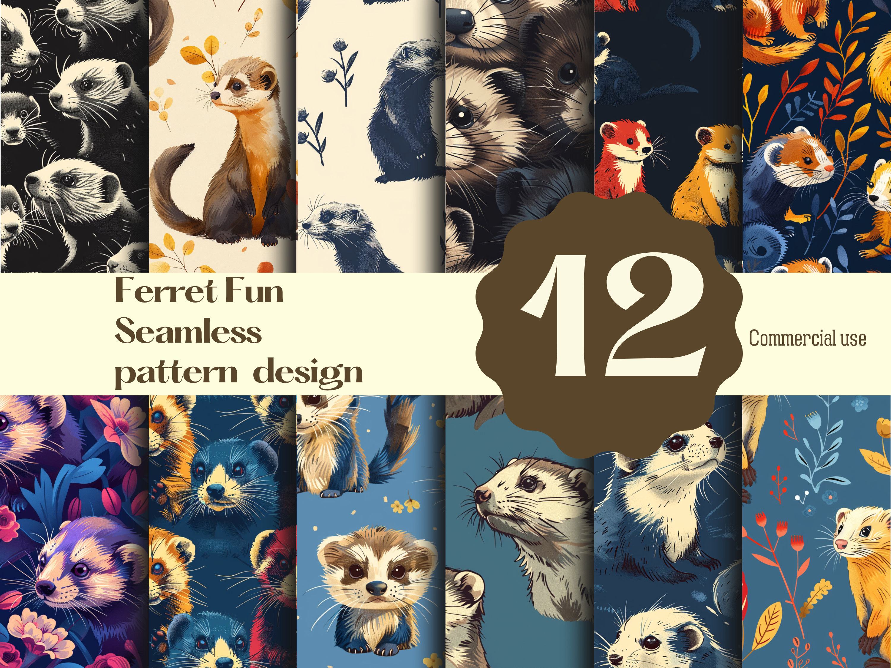 Ferret Seamless Pattern Cute and Playful Design for Fabrics