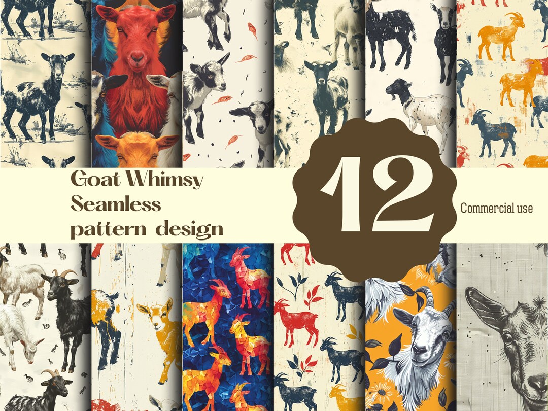 Goat Design Patterns Whimsical Goat Seamless Pattern - Charming Design for Digital Paper ...