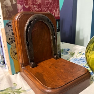 Vintage Pair of Wooden Horseshoe Bookends