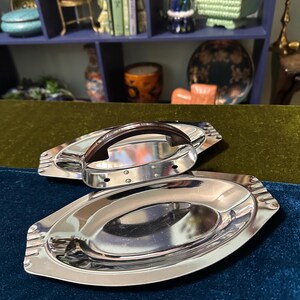 Chrome Double Tray Art Deco Style Bakelite Handle Relish Serving Tray