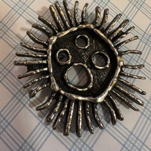 Guy Vidal Modernist Brutalist 1960s Pewter Brooch