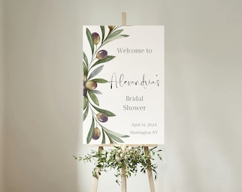 Olive Branch Welcome Sign,Bridal Shower Welcome Sign, Wedding Welcome Sign,Elegant Sign,Digital Download,Editable Template,Printable Sign