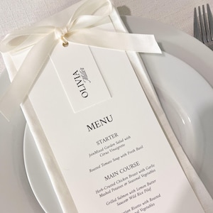 Elegant Wedding Menu & Place Card Template: Minimalist Design (Digital Download, Printable, Corjl Editable)