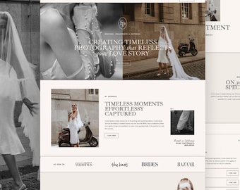 Plantilla web de fotografía para Squarespace 7.1 / Portafolio de fotógrafo de bodas moderno y de lujo